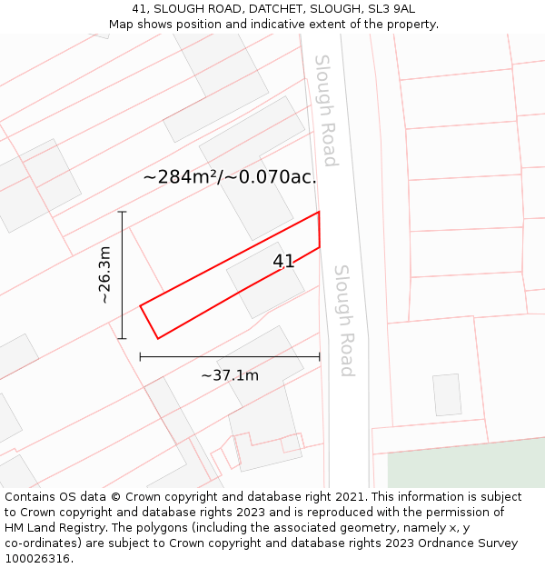 41, SLOUGH ROAD, DATCHET, SLOUGH, SL3 9AL: Plot and title map