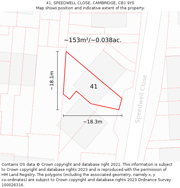 41, SPEEDWELL CLOSE, CAMBRIDGE, CB1 9YS: Plot and title map