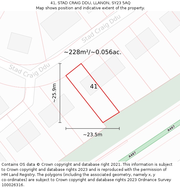 41, STAD CRAIG DDU, LLANON, SY23 5AQ: Plot and title map