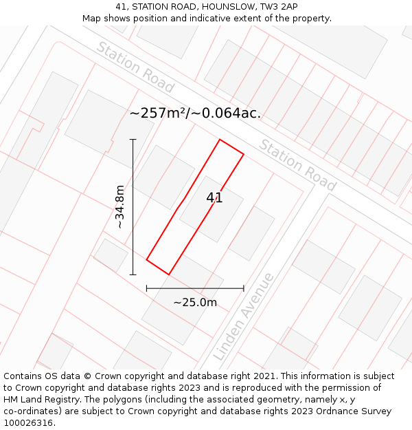 41, STATION ROAD, HOUNSLOW, TW3 2AP: Plot and title map