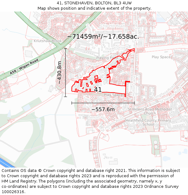 41, STONEHAVEN, BOLTON, BL3 4UW: Plot and title map