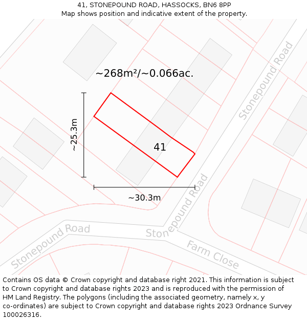 41, STONEPOUND ROAD, HASSOCKS, BN6 8PP: Plot and title map