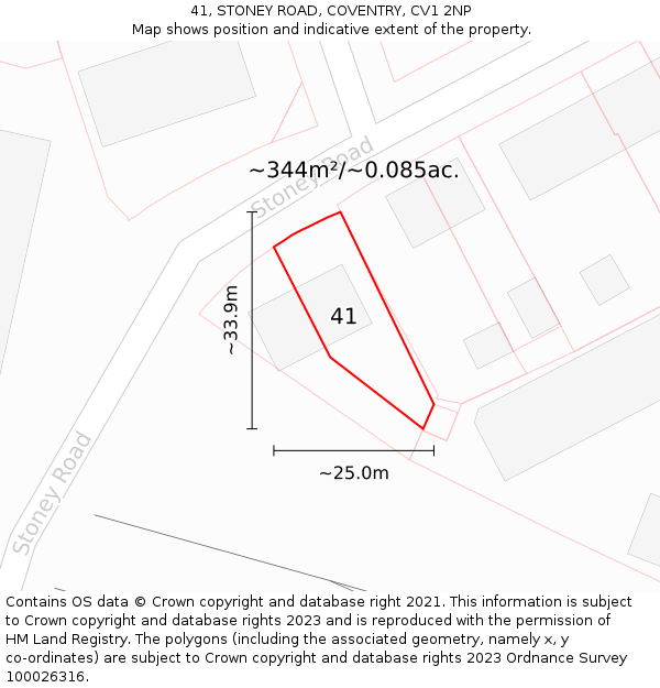 41, STONEY ROAD, COVENTRY, CV1 2NP: Plot and title map