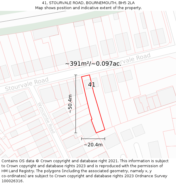 41, STOURVALE ROAD, BOURNEMOUTH, BH5 2LA: Plot and title map