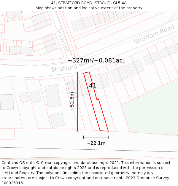 41, STRATFORD ROAD, STROUD, GL5 4AJ: Plot and title map