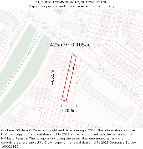 41, SUTTON COMMON ROAD, SUTTON, SM1 3HJ: Plot and title map