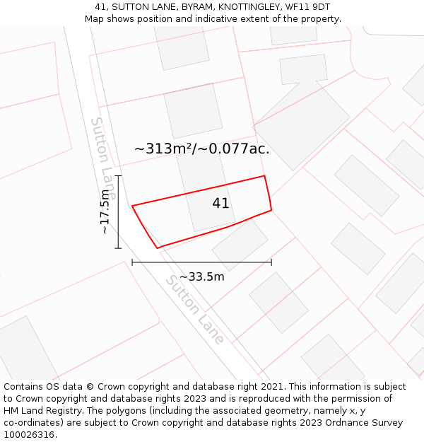 41, SUTTON LANE, BYRAM, KNOTTINGLEY, WF11 9DT: Plot and title map