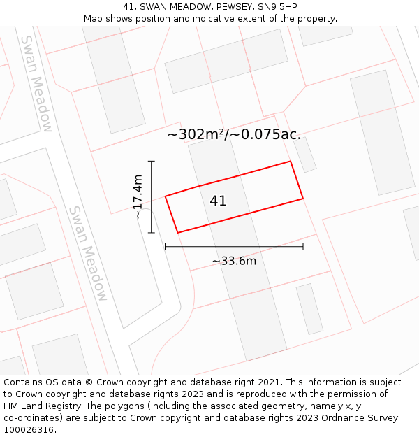 41, SWAN MEADOW, PEWSEY, SN9 5HP: Plot and title map