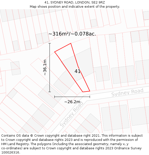 41, SYDNEY ROAD, LONDON, SE2 9RZ: Plot and title map