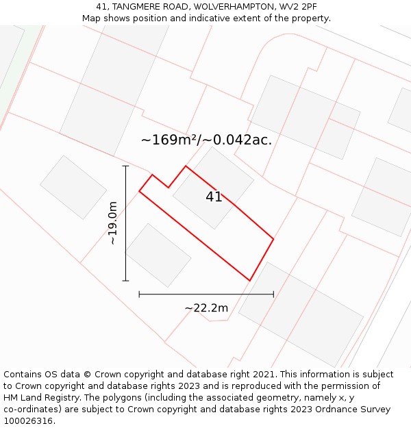 41, TANGMERE ROAD, WOLVERHAMPTON, WV2 2PF: Plot and title map