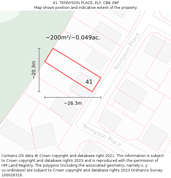 41, TENNYSON PLACE, ELY, CB6 3WF: Plot and title map