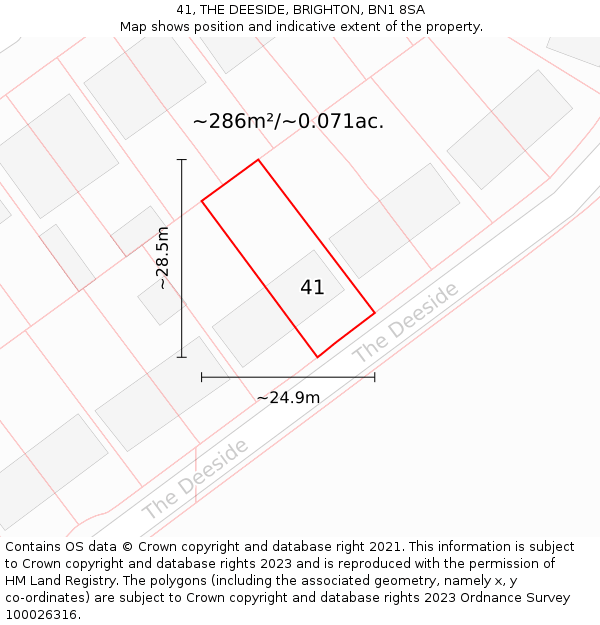 41, THE DEESIDE, BRIGHTON, BN1 8SA: Plot and title map