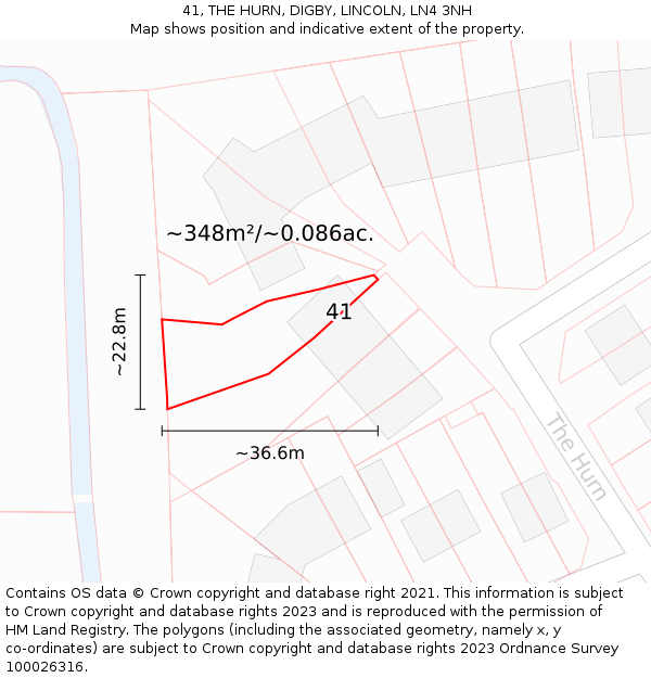 41, THE HURN, DIGBY, LINCOLN, LN4 3NH: Plot and title map