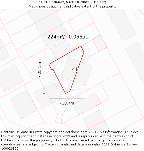 41, THE STRAND, MABLETHORPE, LN12 1BQ: Plot and title map