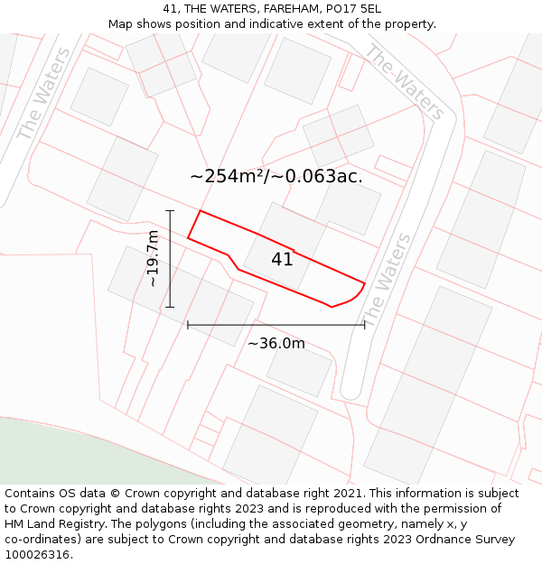 41, THE WATERS, FAREHAM, PO17 5EL: Plot and title map