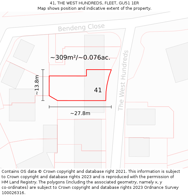 41, THE WEST HUNDREDS, FLEET, GU51 1ER: Plot and title map