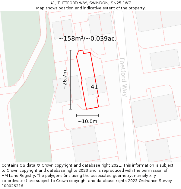 41, THETFORD WAY, SWINDON, SN25 1WZ: Plot and title map