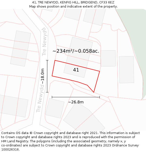 41, TRE NEWYDD, KENFIG HILL, BRIDGEND, CF33 6EZ: Plot and title map