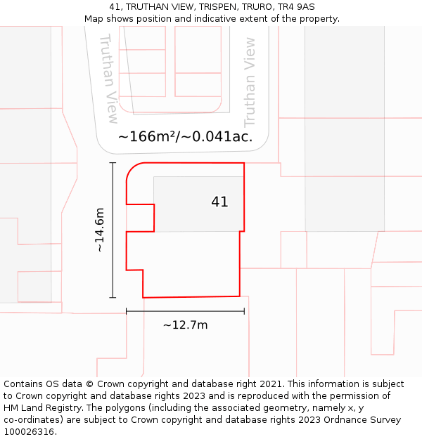 41, TRUTHAN VIEW, TRISPEN, TRURO, TR4 9AS: Plot and title map