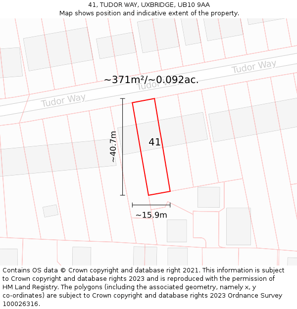 41, TUDOR WAY, UXBRIDGE, UB10 9AA: Plot and title map