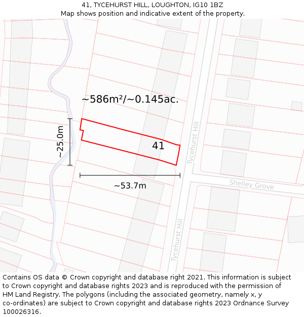 41, TYCEHURST HILL, LOUGHTON, IG10 1BZ: Plot and title map