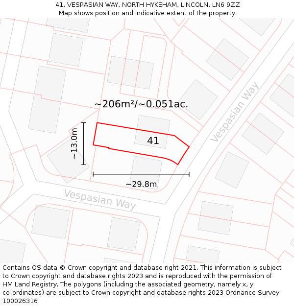 41, VESPASIAN WAY, NORTH HYKEHAM, LINCOLN, LN6 9ZZ: Plot and title map