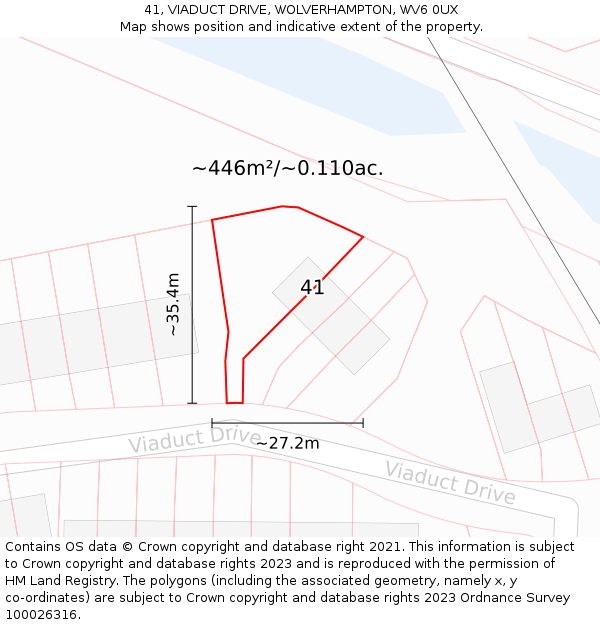 41, VIADUCT DRIVE, WOLVERHAMPTON, WV6 0UX: Plot and title map