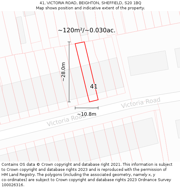 41, VICTORIA ROAD, BEIGHTON, SHEFFIELD, S20 1BQ: Plot and title map