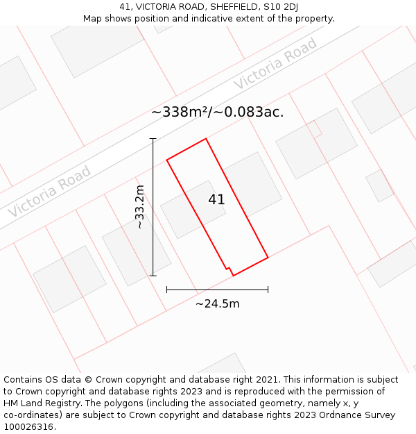 41, VICTORIA ROAD, SHEFFIELD, S10 2DJ: Plot and title map