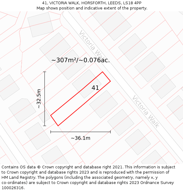 41, VICTORIA WALK, HORSFORTH, LEEDS, LS18 4PP: Plot and title map