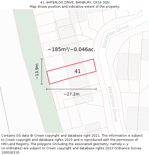 41, WATERLOO DRIVE, BANBURY, OX16 3QN: Plot and title map