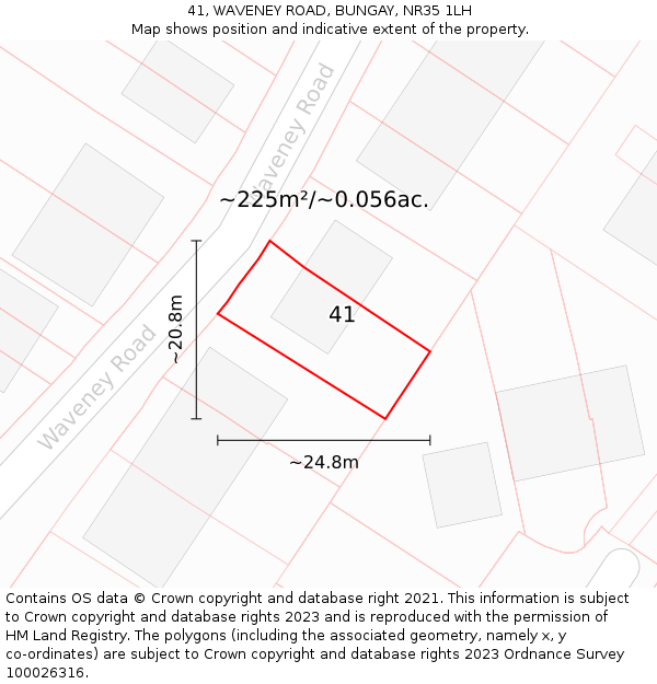 41, WAVENEY ROAD, BUNGAY, NR35 1LH: Plot and title map