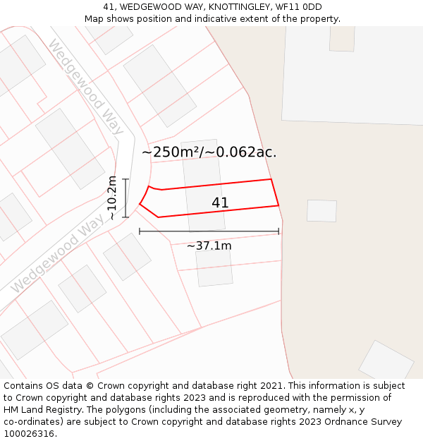 41, WEDGEWOOD WAY, KNOTTINGLEY, WF11 0DD: Plot and title map