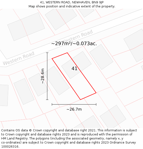 41, WESTERN ROAD, NEWHAVEN, BN9 9JP: Plot and title map