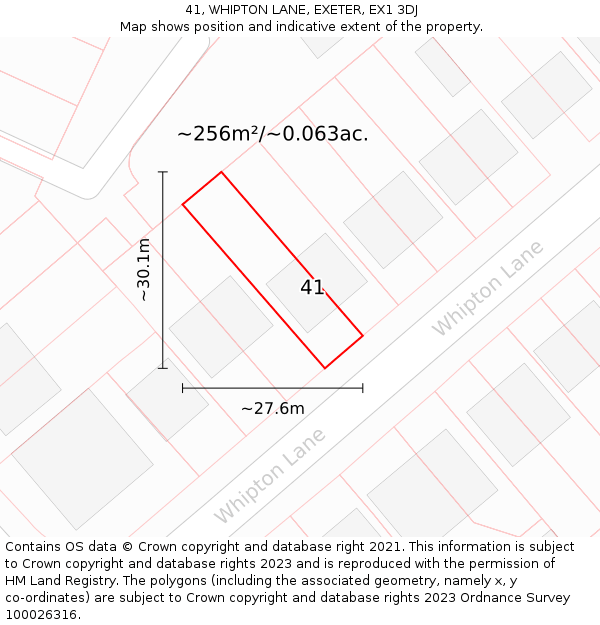 41, WHIPTON LANE, EXETER, EX1 3DJ: Plot and title map