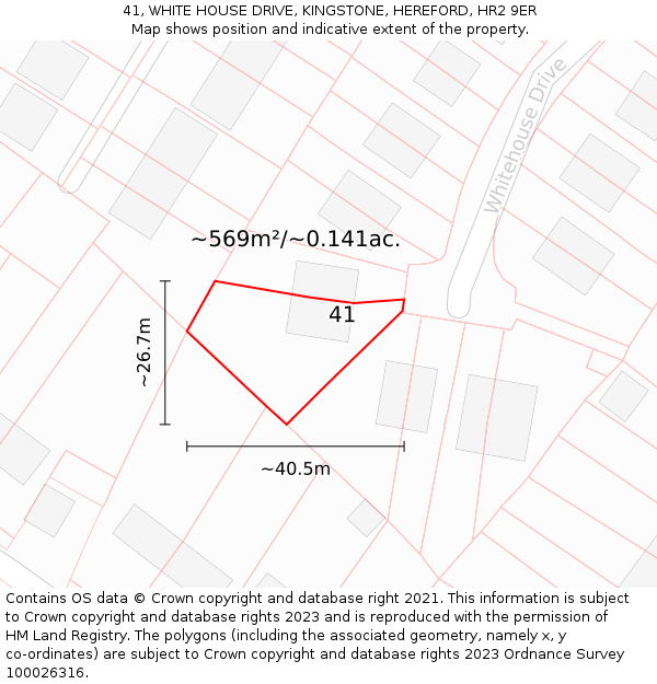 41, WHITE HOUSE DRIVE, KINGSTONE, HEREFORD, HR2 9ER: Plot and title map