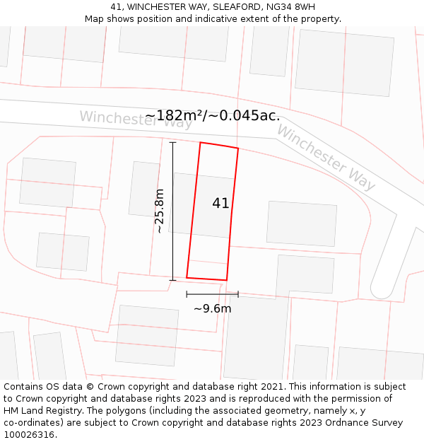 41, WINCHESTER WAY, SLEAFORD, NG34 8WH: Plot and title map