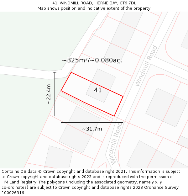 41, WINDMILL ROAD, HERNE BAY, CT6 7DL: Plot and title map