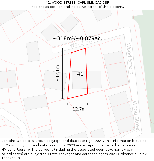 41, WOOD STREET, CARLISLE, CA1 2SF: Plot and title map