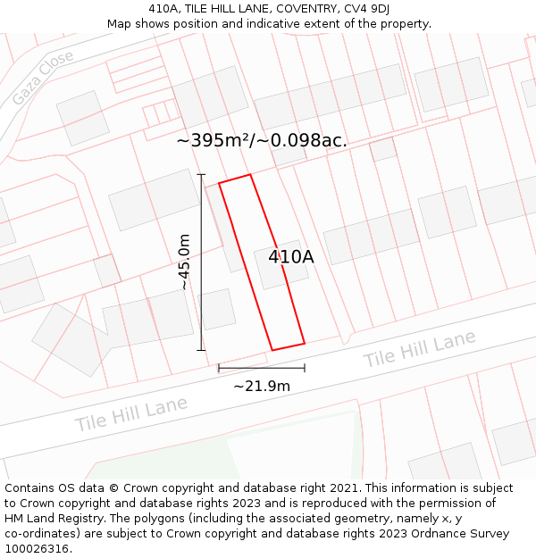 410A, TILE HILL LANE, COVENTRY, CV4 9DJ: Plot and title map