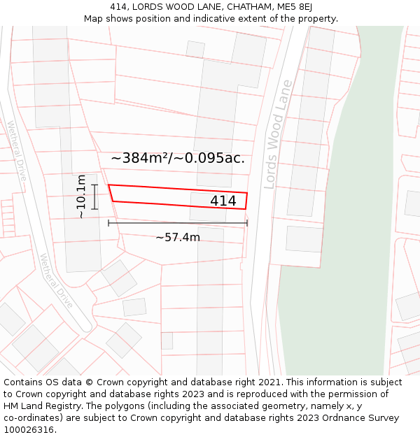 414, LORDS WOOD LANE, CHATHAM, ME5 8EJ: Plot and title map