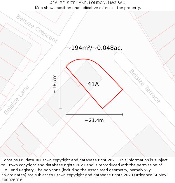 41A, BELSIZE LANE, LONDON, NW3 5AU: Plot and title map