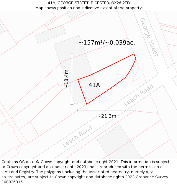 41A, GEORGE STREET, BICESTER, OX26 2ED: Plot and title map