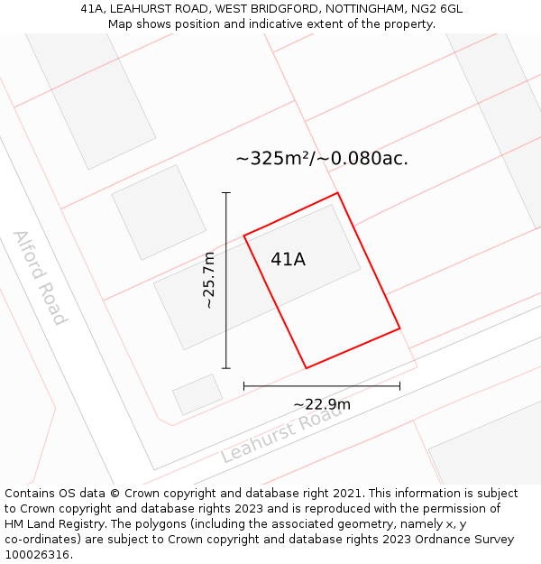 41A, LEAHURST ROAD, WEST BRIDGFORD, NOTTINGHAM, NG2 6GL: Plot and title map