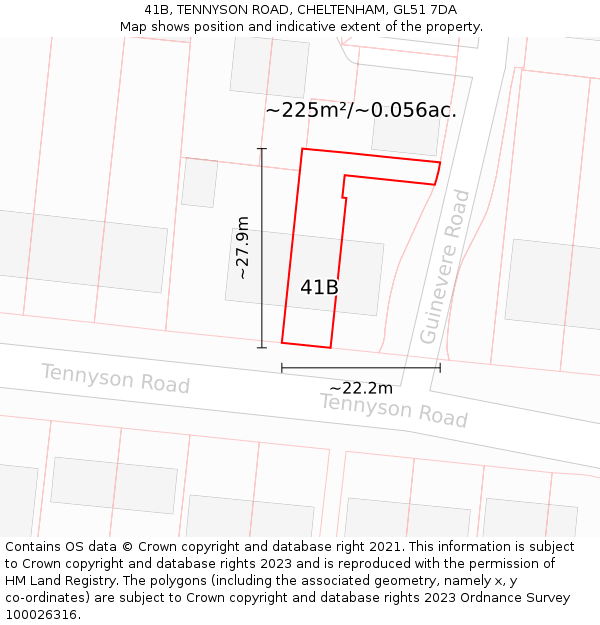 41B, TENNYSON ROAD, CHELTENHAM, GL51 7DA: Plot and title map