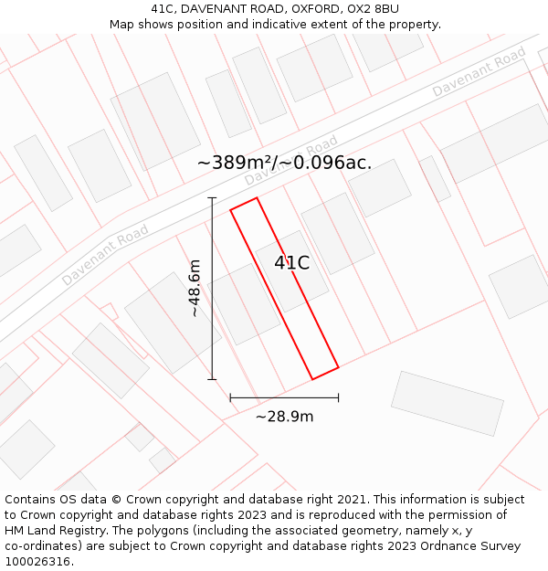 41C, DAVENANT ROAD, OXFORD, OX2 8BU: Plot and title map