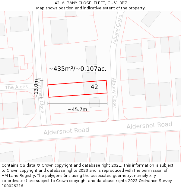 42, ALBANY CLOSE, FLEET, GU51 3PZ: Plot and title map