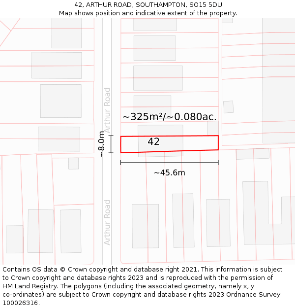 42, ARTHUR ROAD, SOUTHAMPTON, SO15 5DU: Plot and title map