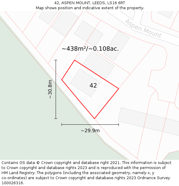 42, ASPEN MOUNT, LEEDS, LS16 6RT: Plot and title map