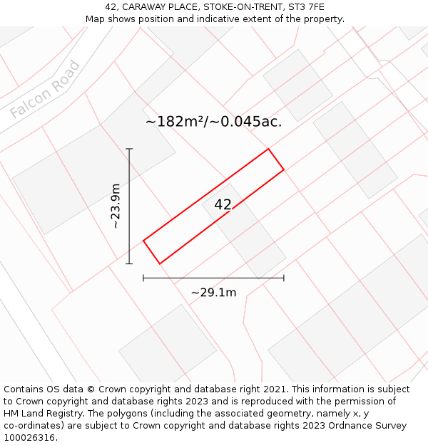 42, CARAWAY PLACE, STOKE-ON-TRENT, ST3 7FE: Plot and title map